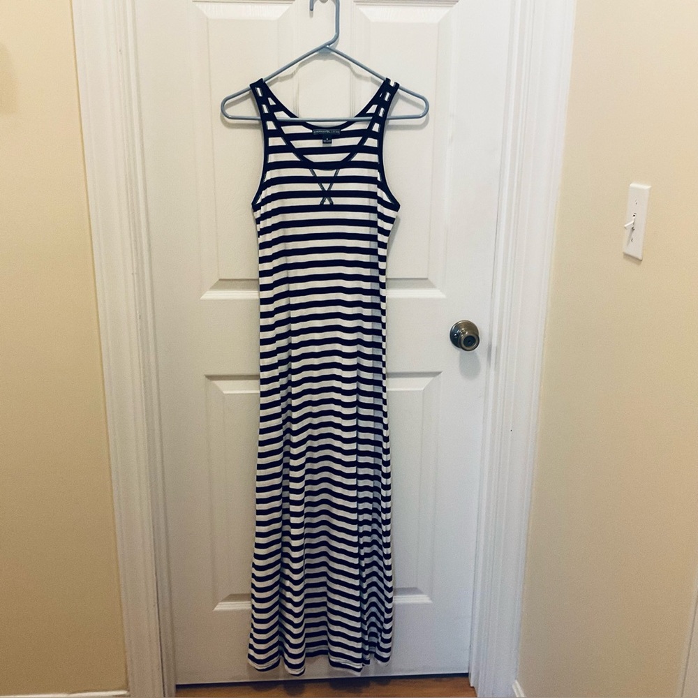 American Living Blue and White Striped Sleeveless Maxi Dress